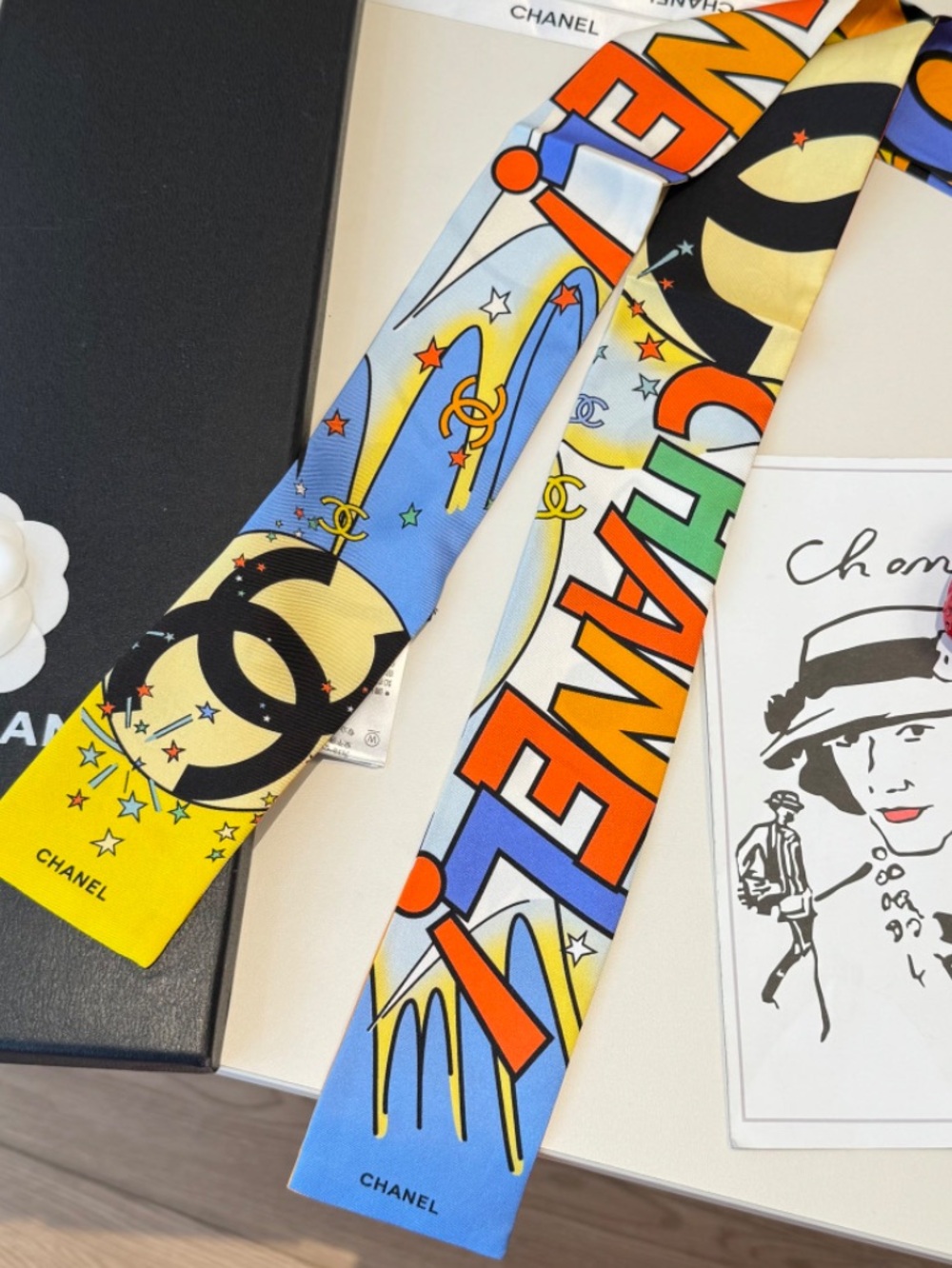 💥 Double C DesignerSuperman Comic Pow Colorful Star Limited Edition Twilly Scarf